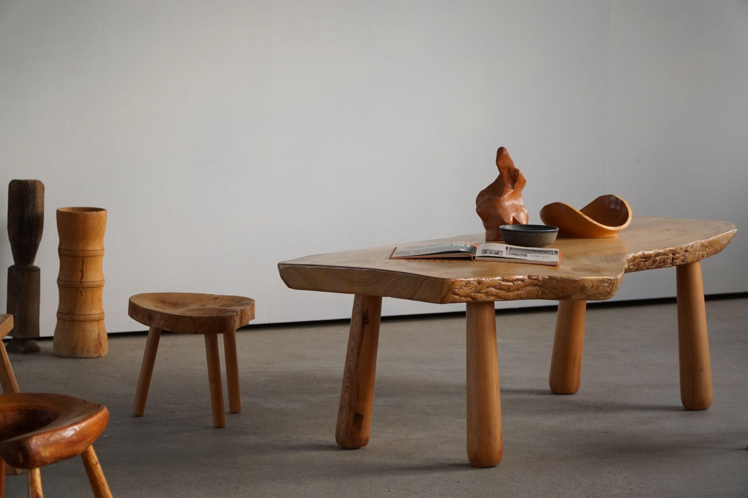 20th Century, Organic Table in Pine with Club Legs, Wabi Sabi, Swedish Modern 13