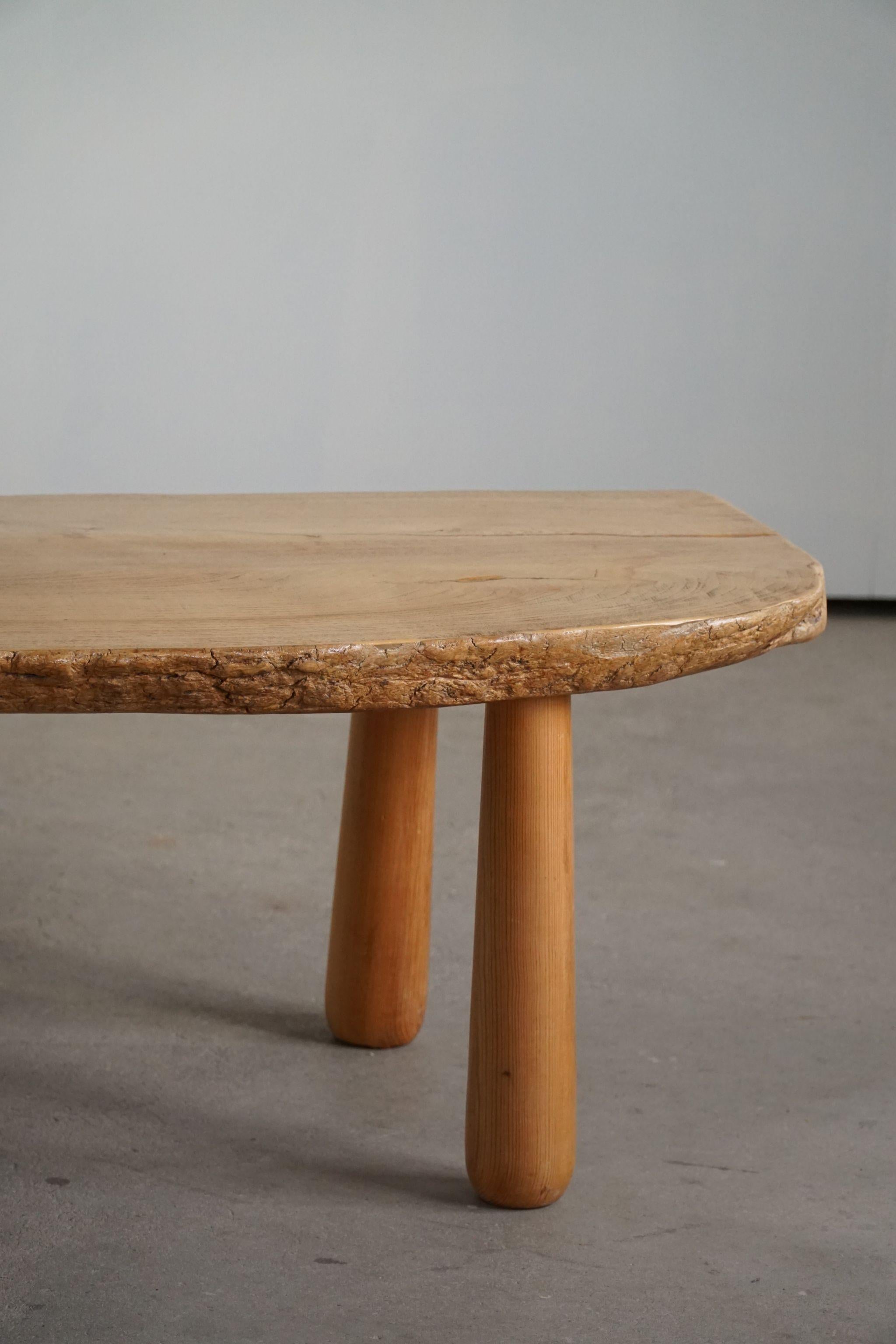 20th Century, Organic Table in Pine with Club Legs, Wabi Sabi, Swedish Modern 14