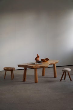 20th Century, Organic Table in Pine with Club Legs, Wabi Sabi, Swedish Modern