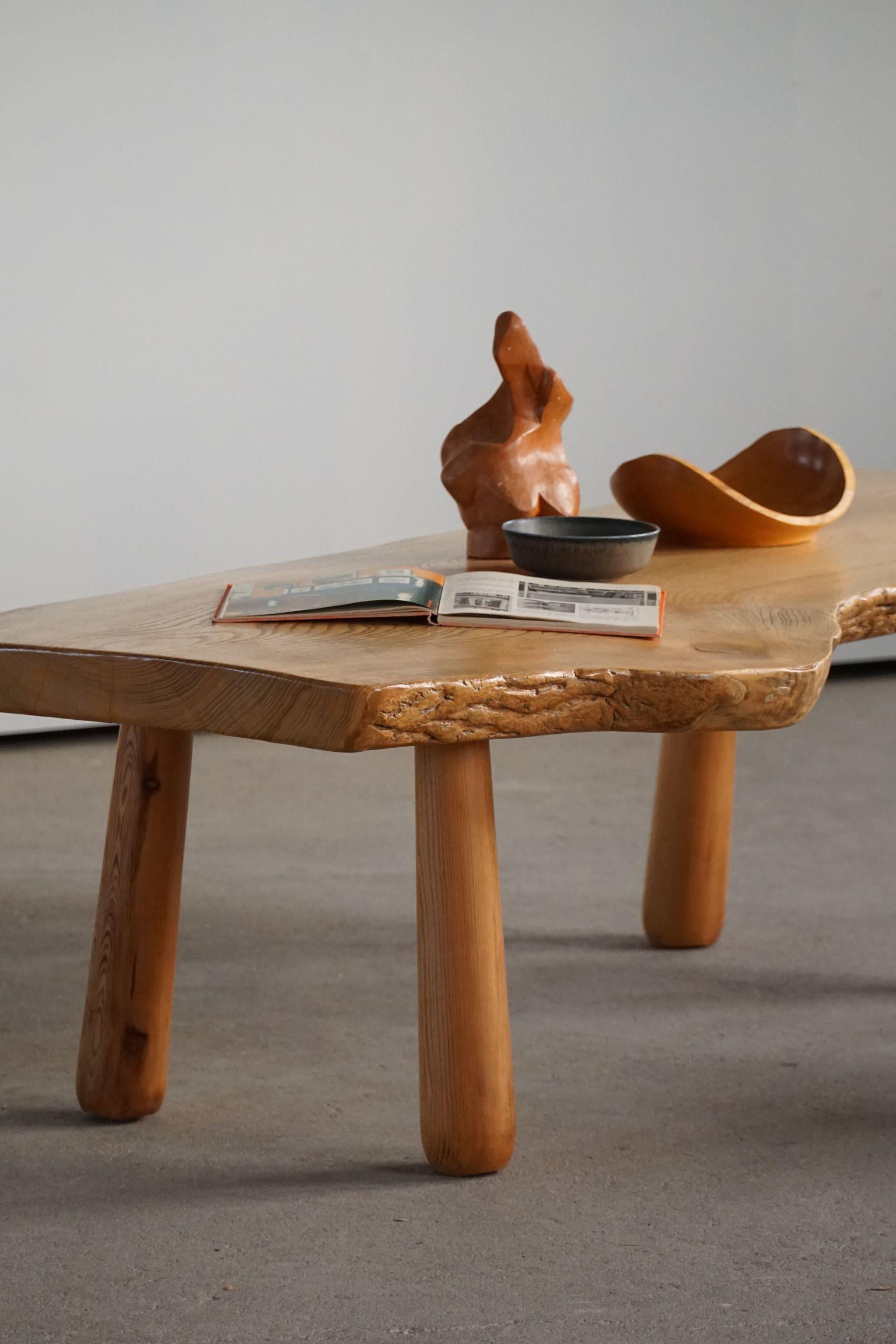 20th Century, Organic Table in Pine with Club Legs, Wabi Sabi, Swedish Modern 4
