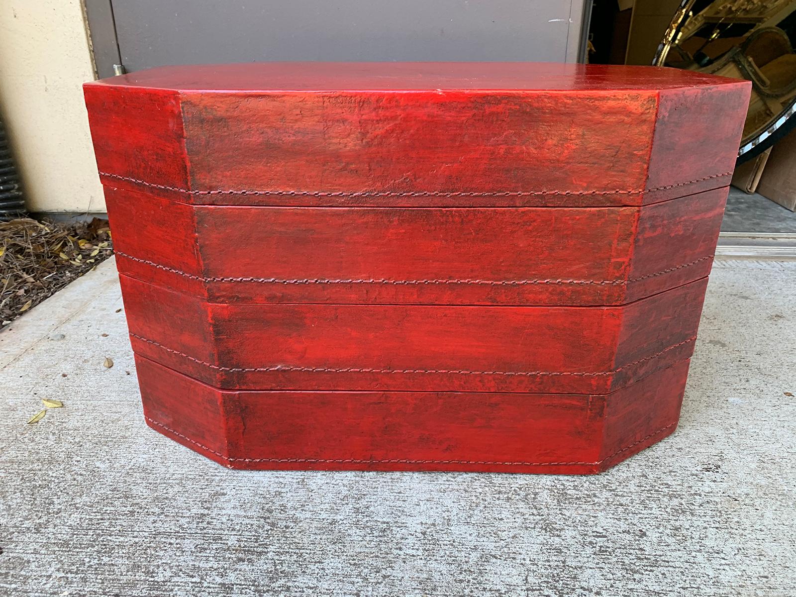 20th Century Oriental Lacquered Red Drinks Table 15