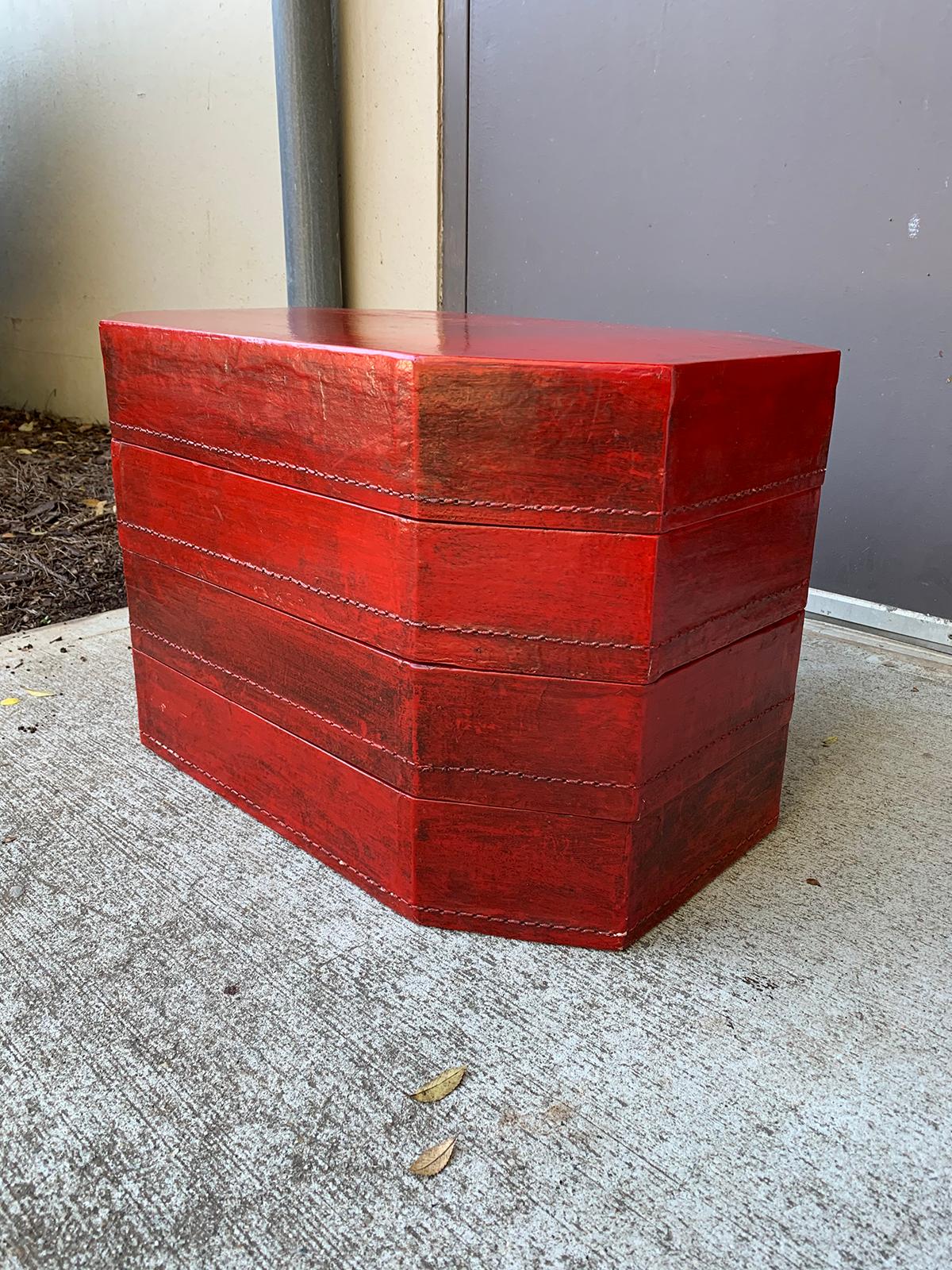 Asian 20th Century Oriental Lacquered Red Drinks Table