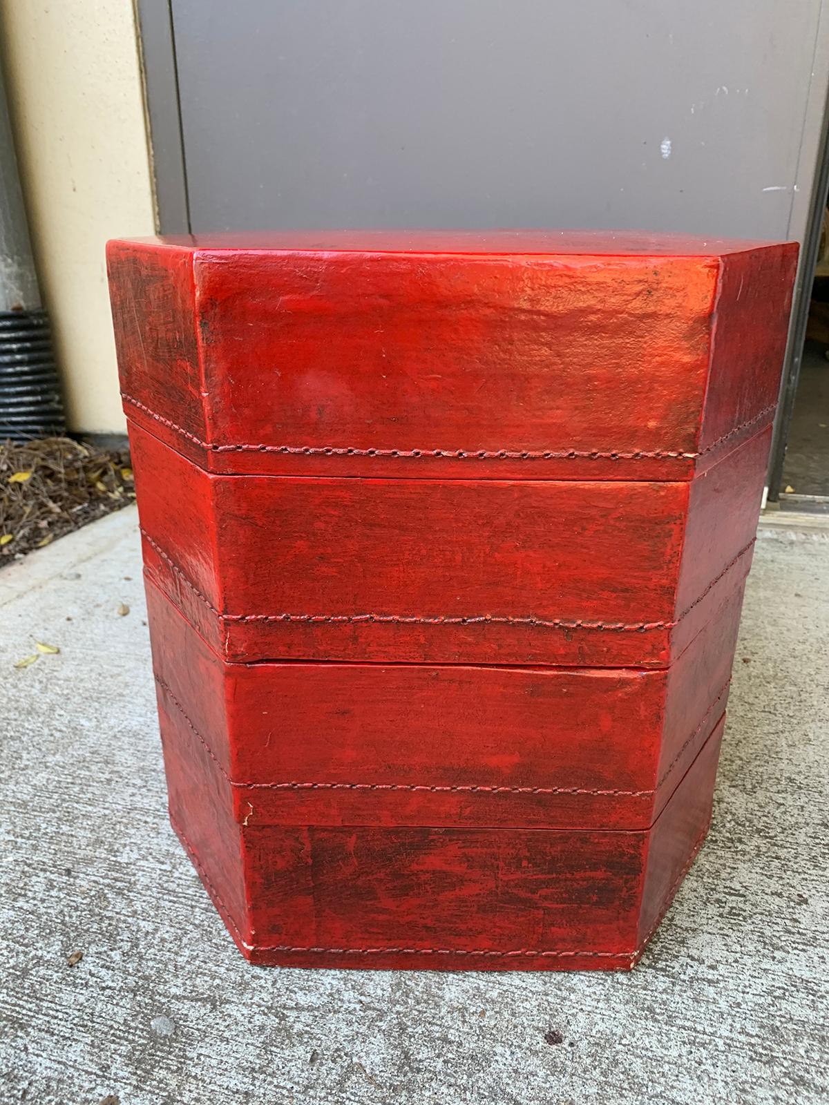 20th Century Oriental Lacquered Red Drinks Table 1
