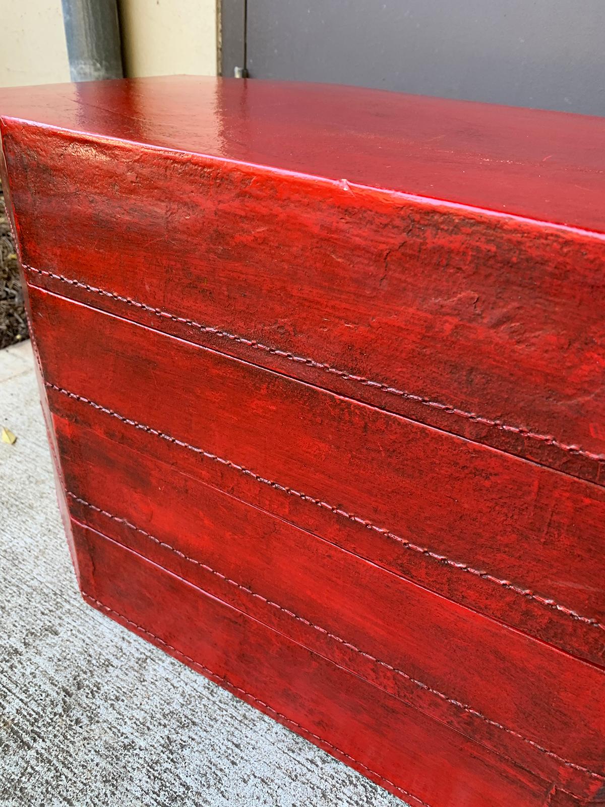 20th Century Oriental Lacquered Red Drinks Table 3
