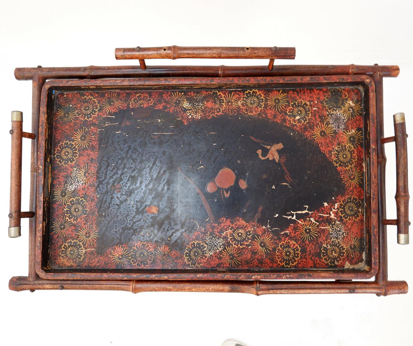 20th Century Oriental Tray Table on a Bamboo Stand For Sale 12