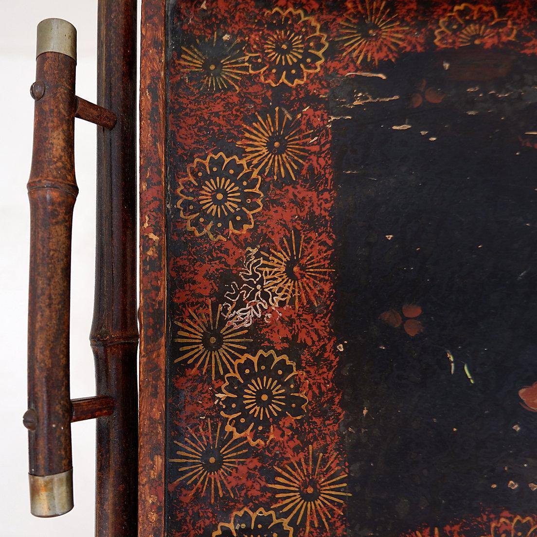20th Century Oriental Tray Table on a Bamboo Stand For Sale 4