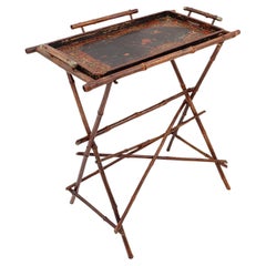 20th Century Oriental Tray Table on a Bamboo Stand