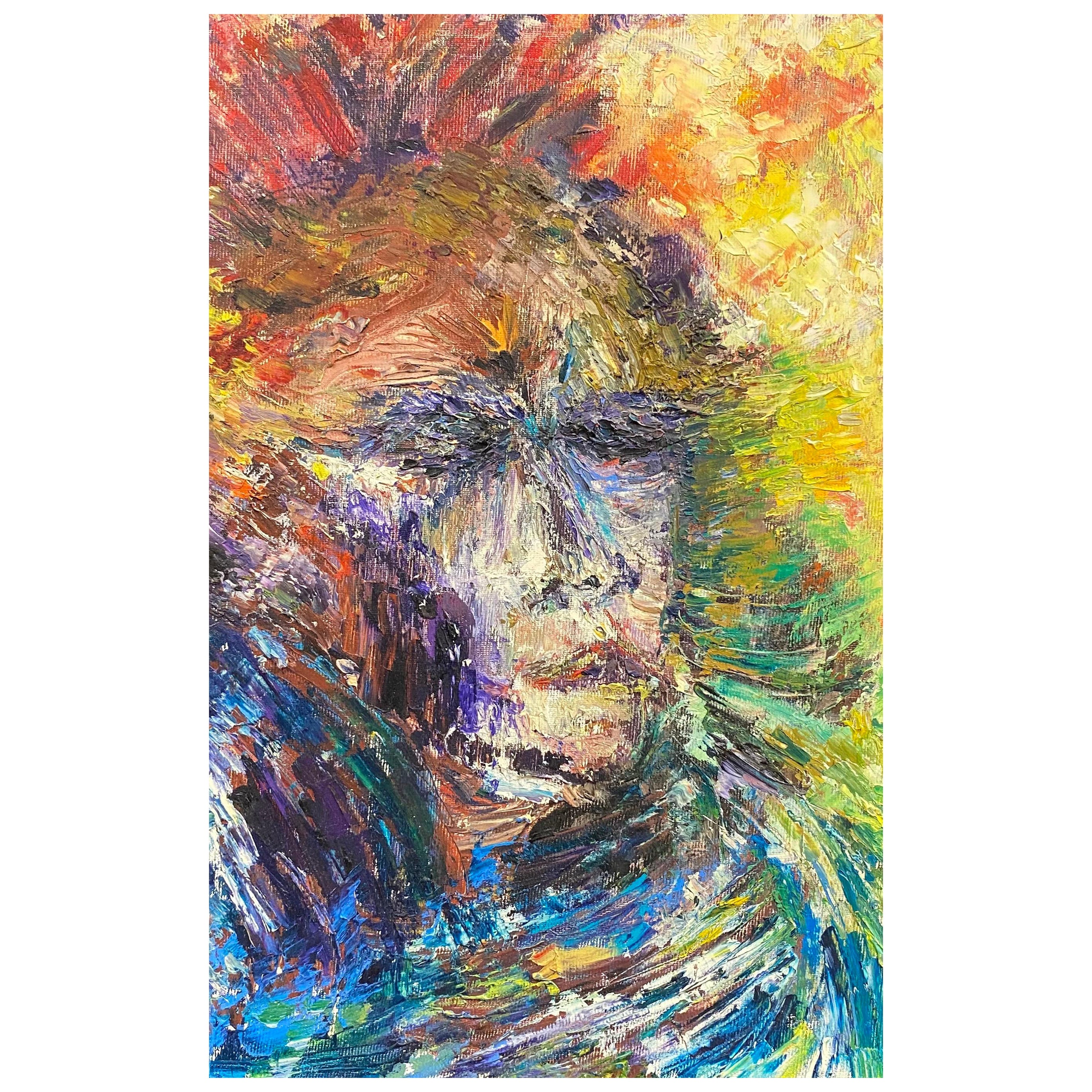 Portrait expressionniste français original du 20ème siècle, peinture à l'huile