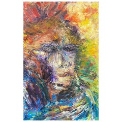 Portrait expressionniste français original du 20ème siècle, peinture à l'huile