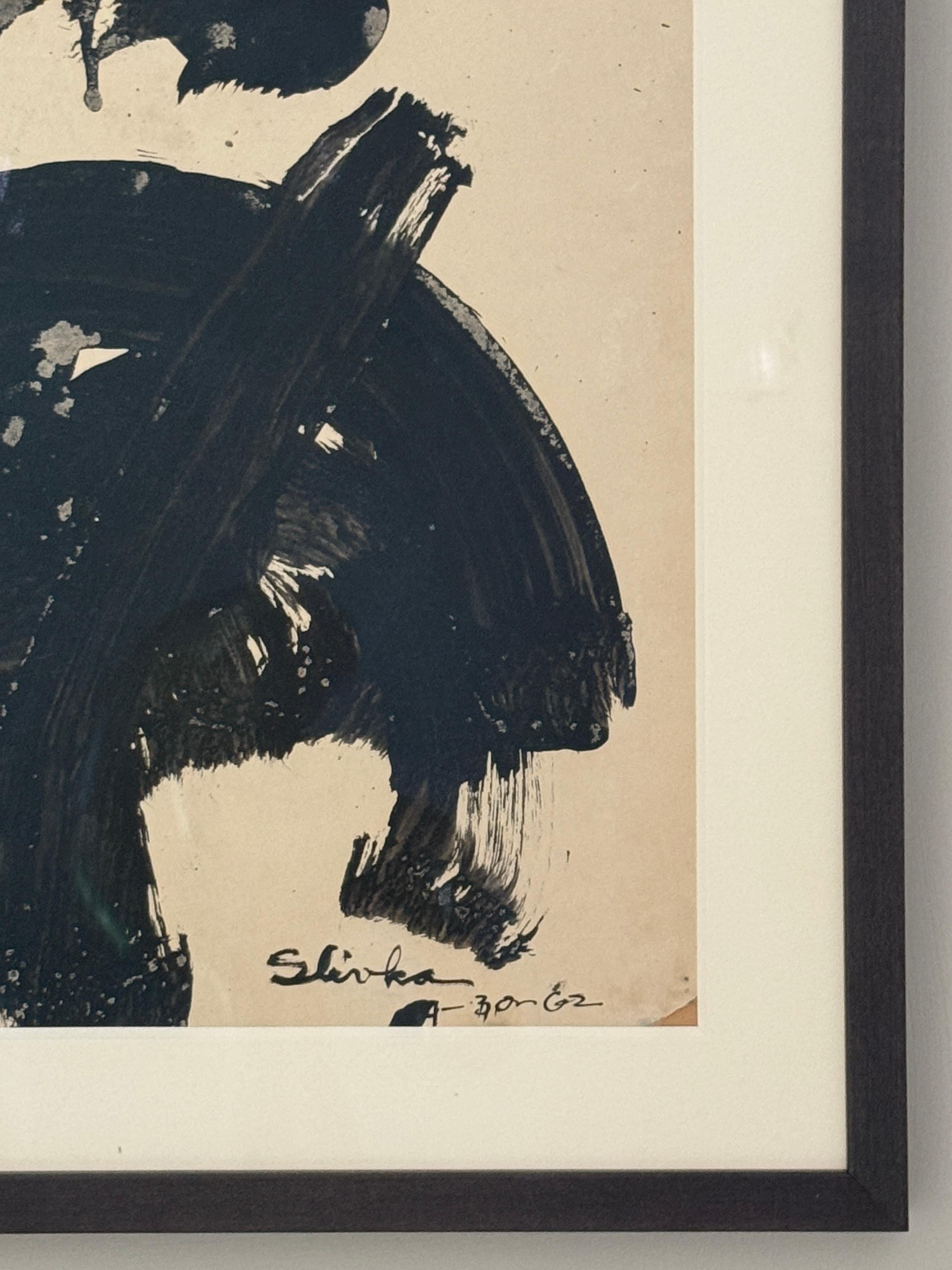 Pittura originale del XX secolo di ispirazione giapponese di David Slivka - Senza titolo 3 In condizioni buone in vendita a Wainscott, NY