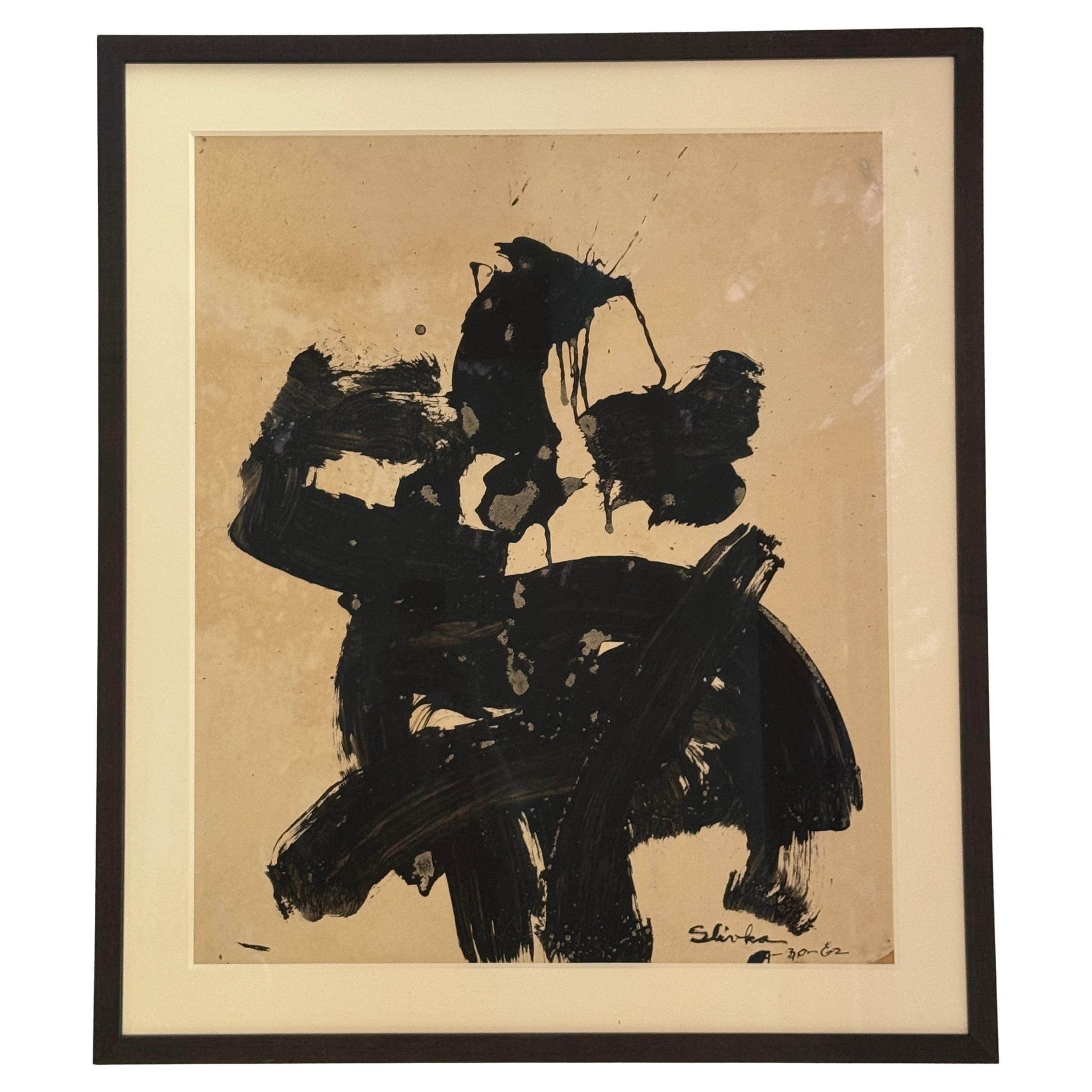 20. Jahrhundert Original japanisch inspirierte Malerei von David Slivka - Ohne Titel 3