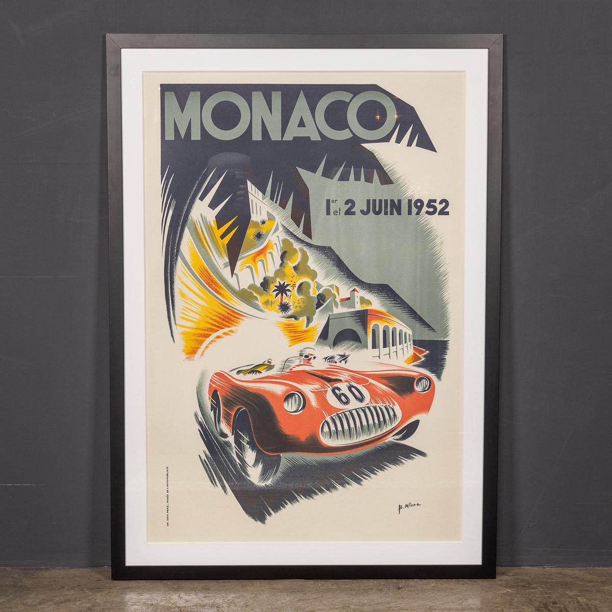 A mid 20th Century reprint (c. 1960s) Monaco 1952 Grand-prix poster, signed B. Minna.

This superb posters comes with a timeless made to measure frame.


CONDITION
In Great Condition - No Damage.

SIZE
Width: 82cm
Height: 116cm.