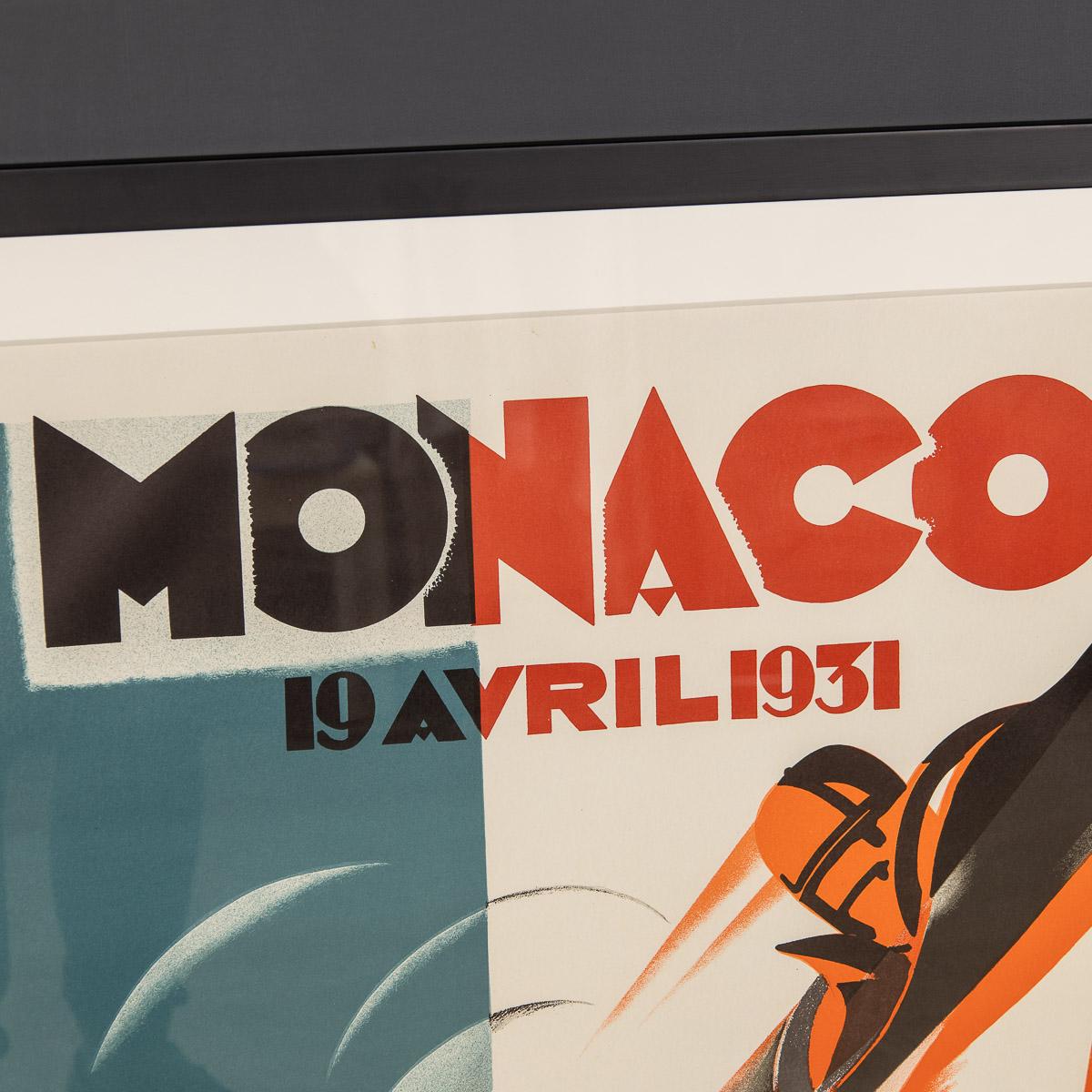 Monacan 20thC Reprint Of The Monaco 1931 Grandprix Poster c.1960