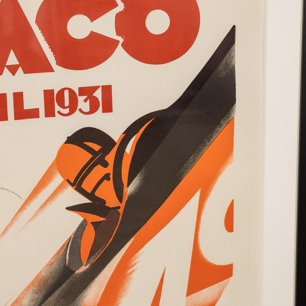 20thC Reprint Of The Monaco 1931 Grandprix Poster c.1960 In Good Condition In Royal Tunbridge Wells, Kent