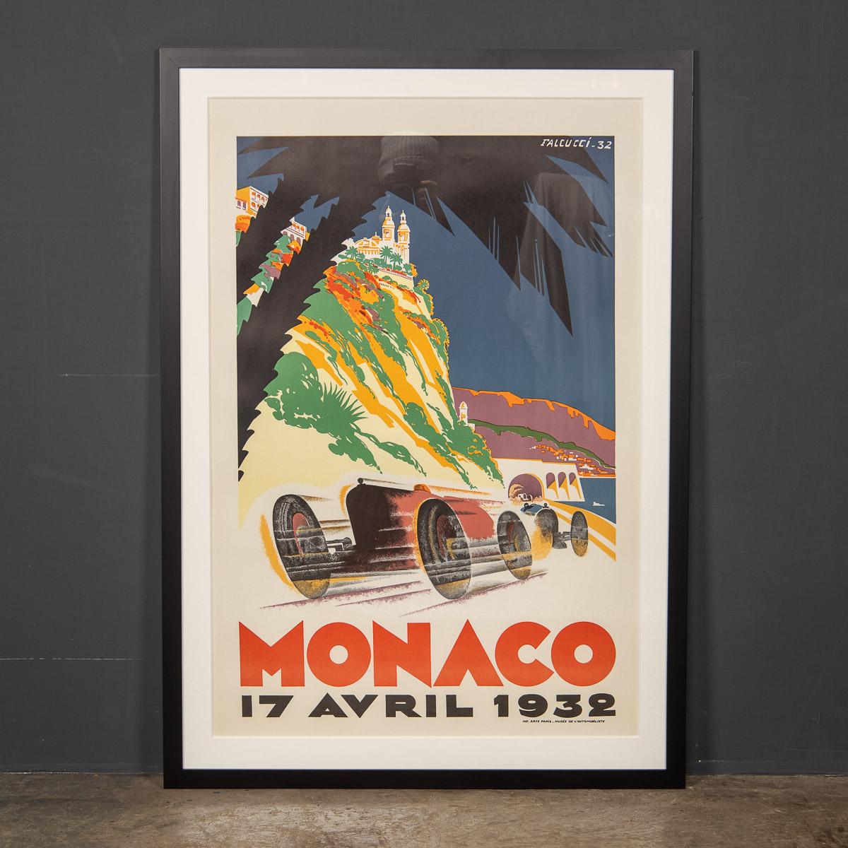 A 20th Century Reprint (circa 1960s) of the Monaco 1932 Grand-prix poster, signed Falcucci, 32.

This superb posters comes with a timeless made to measure frame.


Condition
In Great Condition - No Damage.

Size
Width: 82cm
Height: 116cm.