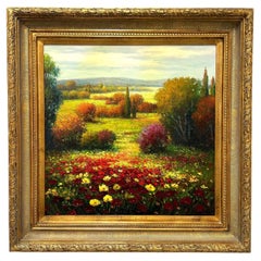 Vintage 20th Century Original Oil Impasto on Canvas Painting - Poppies 
Countryside