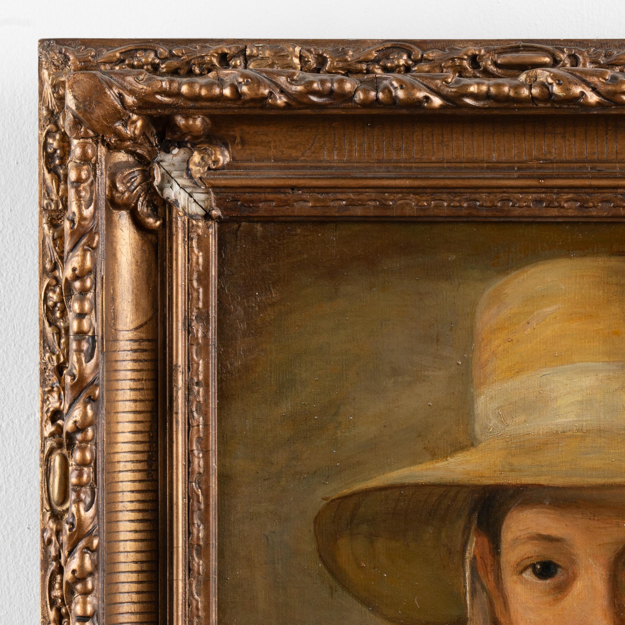 Danese Olio originale del XX secolo su tela Ritratto di giovane ragazza con cappellino, Danimarca in vendita