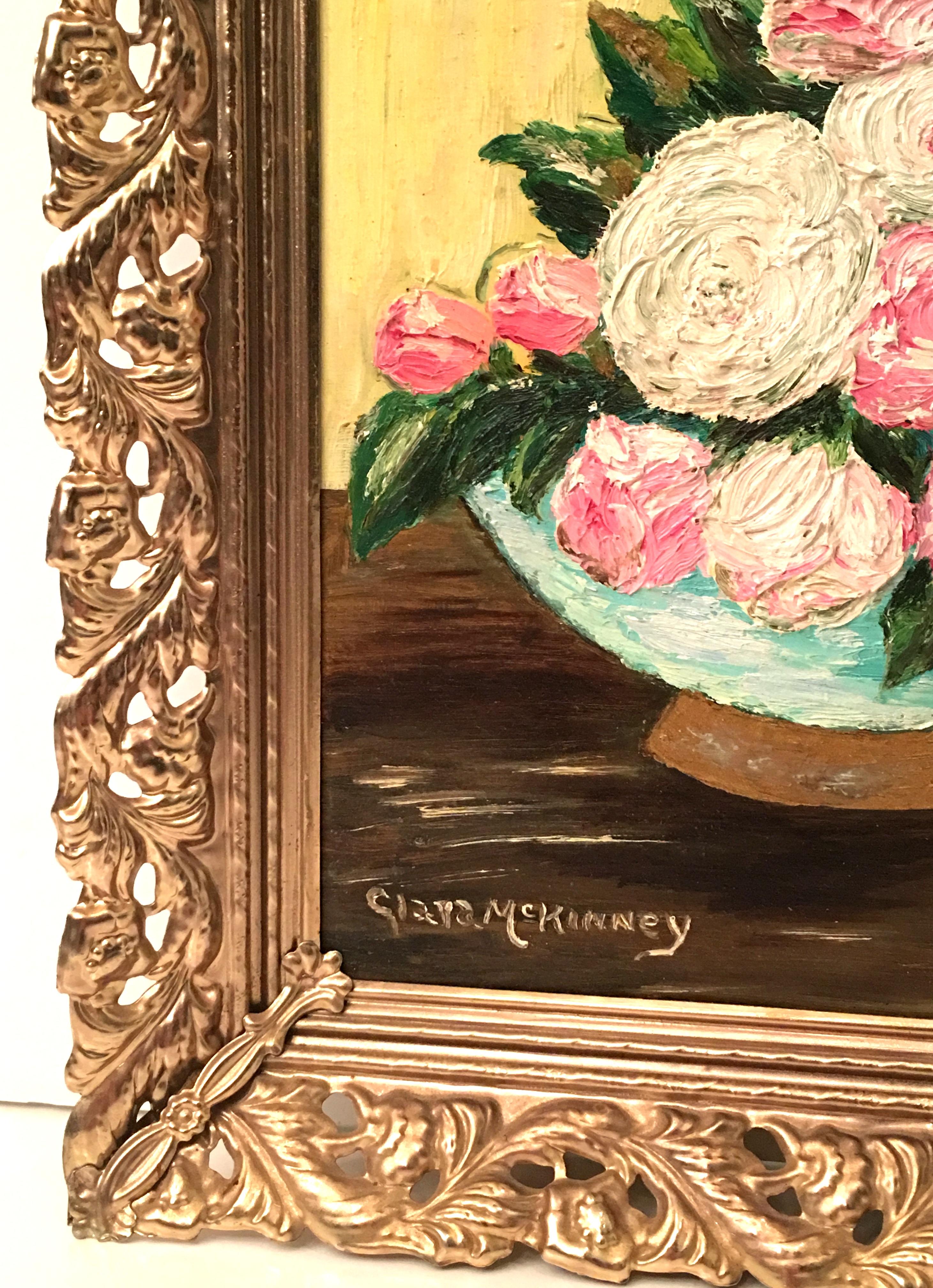 20th Century Original Oil On Canvas Still Life Flower Painting By Clara McKinney For Sale 6