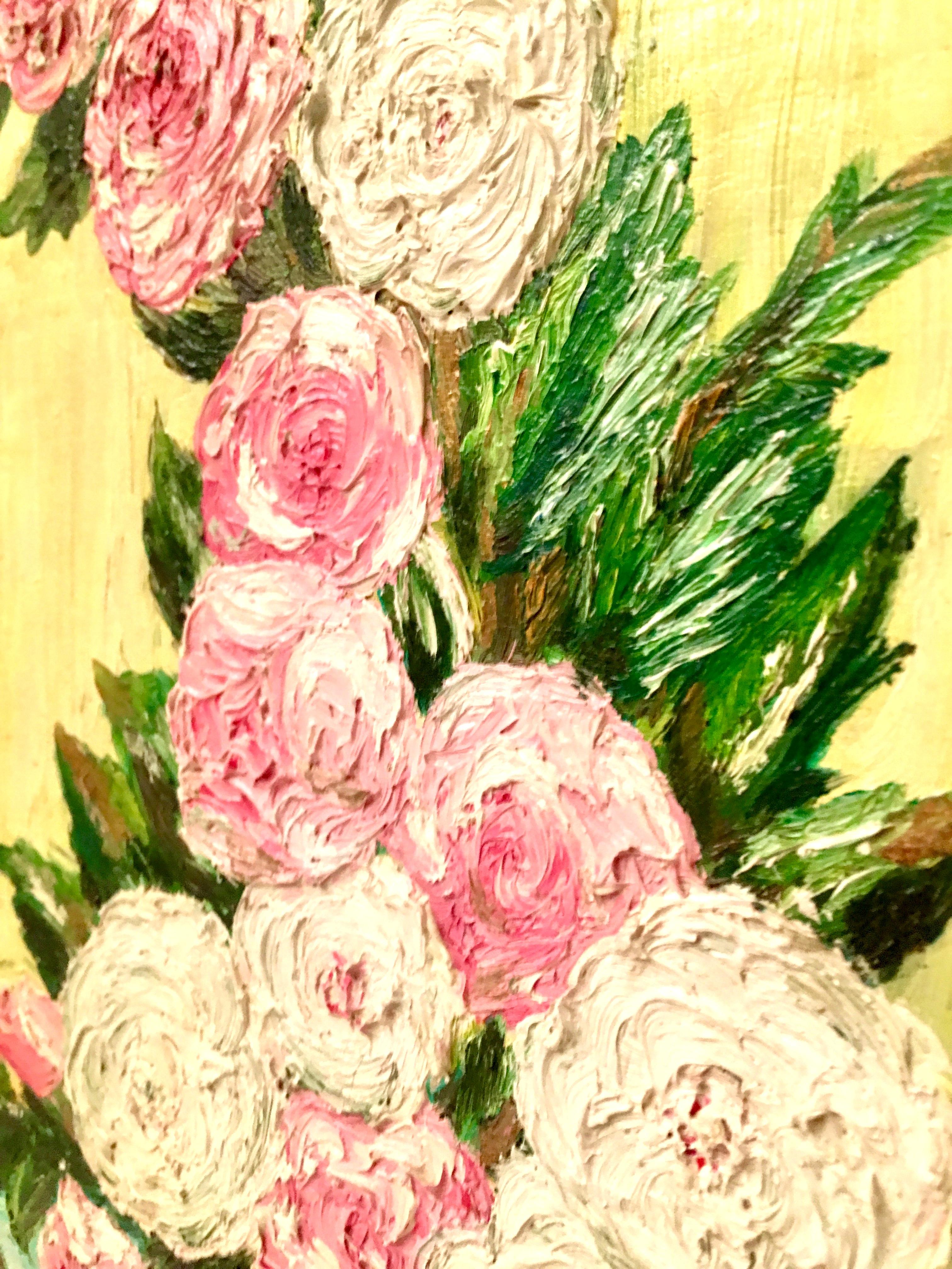 Metal 20th Century Original Oil On Canvas Still Life Flower Painting By Clara McKinney For Sale