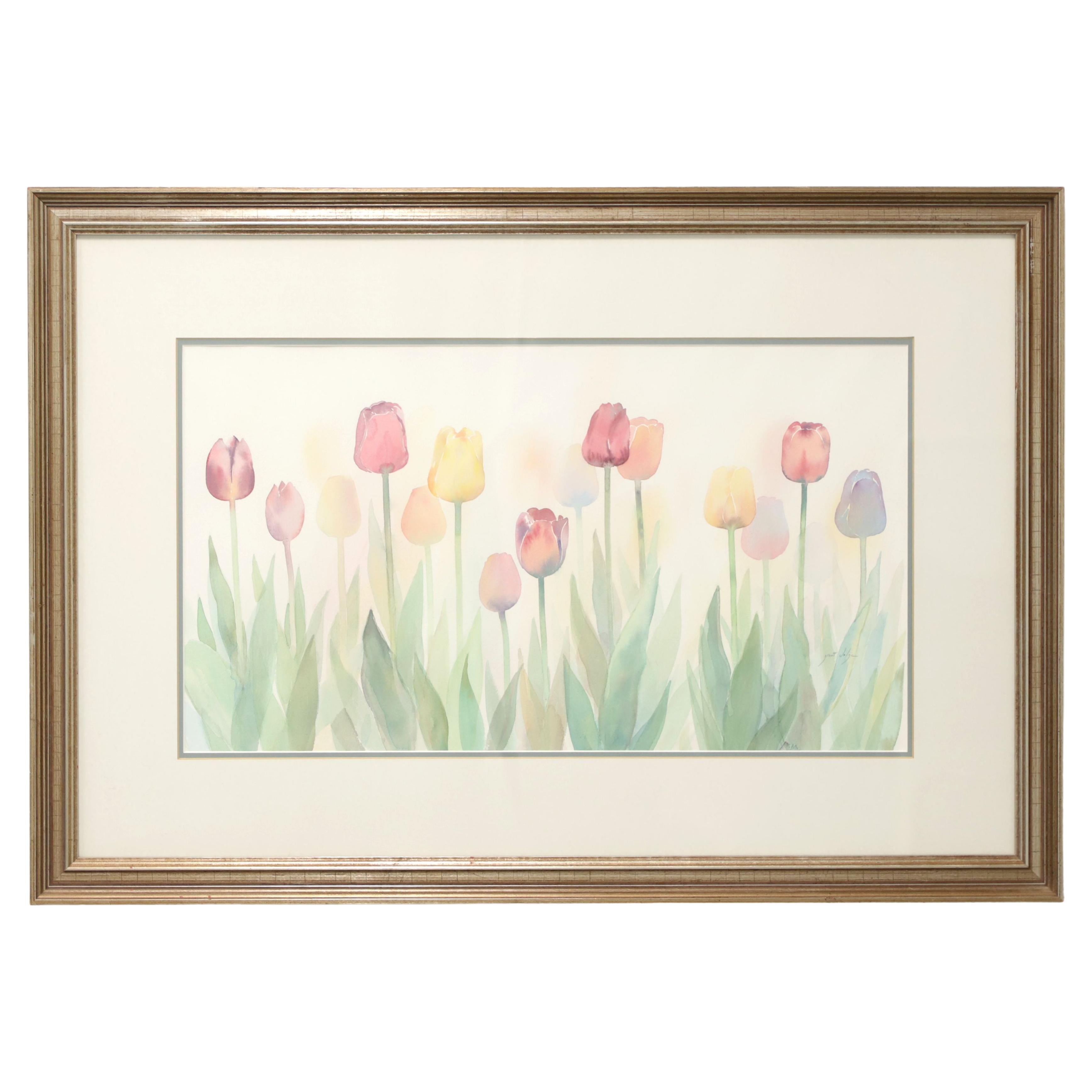 20th Century Original Watercolor Painting - Spring Tulips - Signed Grant Dolge For Sale