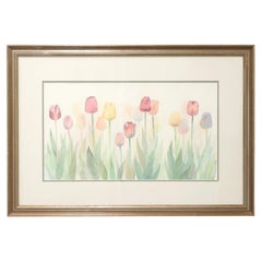 20th Century Original Watercolor Painting - Spring Tulips - Signed Grant Dolge