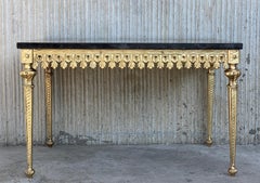 20th Century Ormolu Mounted Bronze Game of Chess with Marble and Onix Top Table