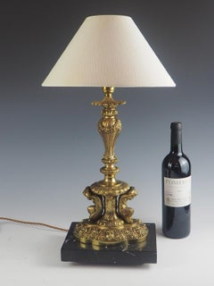 20th Century Ornate Spanish Rococo Cherub Gilt Bronze Table Lamp