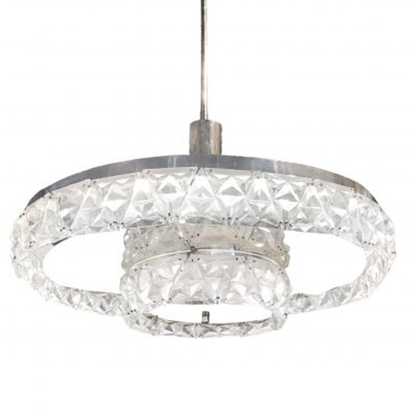 Hand-Crafted 20th Century Swedish Orrefors Glass Ceiling Lamp, Pendant by Carl Fagerlund For Sale