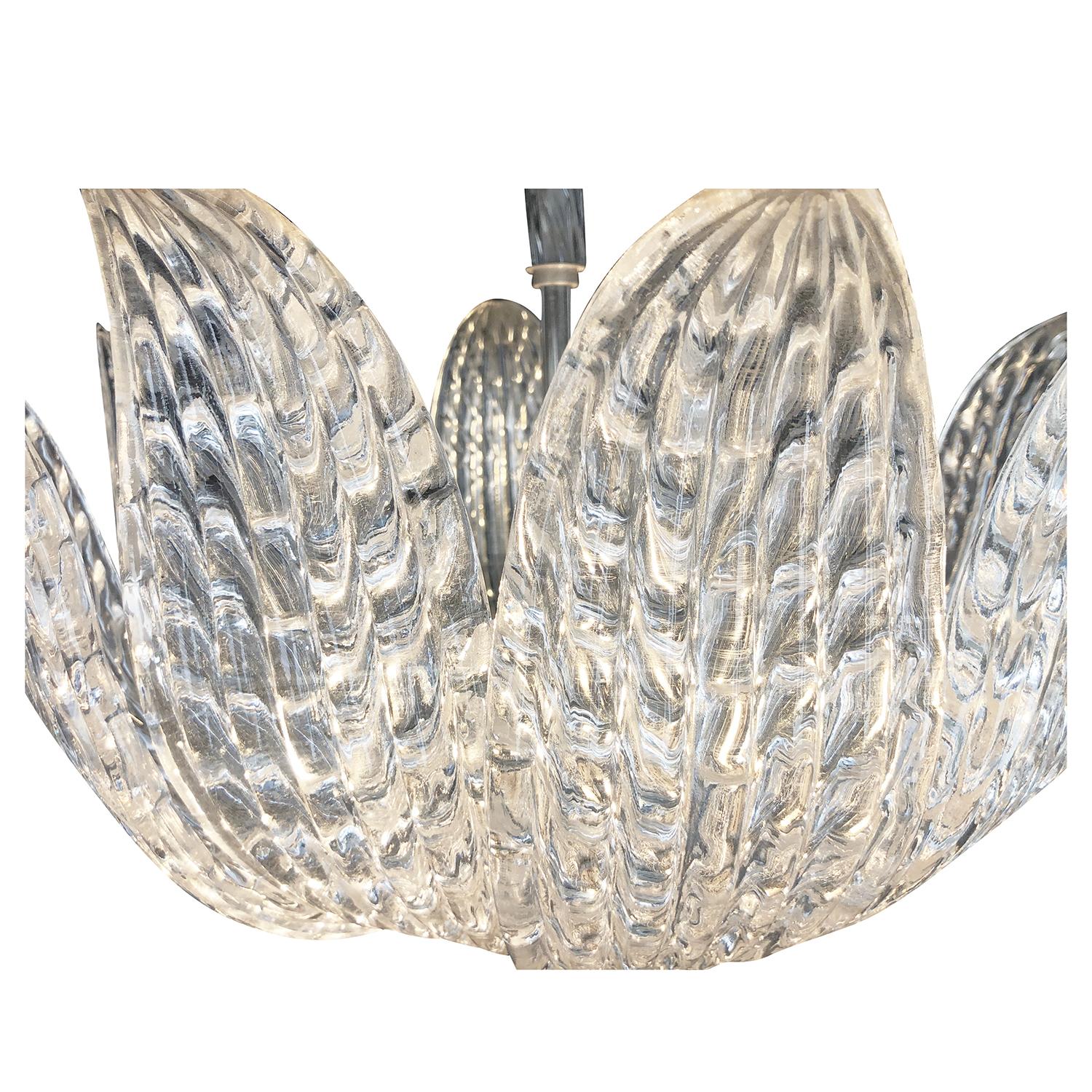 20th Century Orrefors Leaf Ceiling Lamp - Glass Ceiling Light by Carl Fagerlund In Good Condition In West Palm Beach, FL