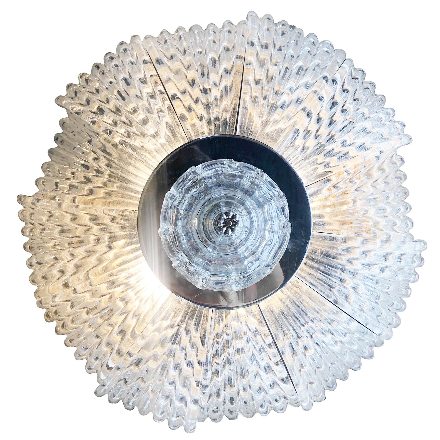 Metal 20th Century Orrefors Leaf Ceiling Lamp - Glass Ceiling Light by Carl Fagerlund