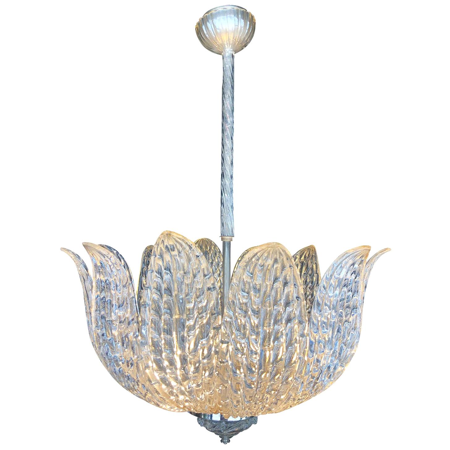 20th Century Orrefors Leaf Ceiling Lamp - Glass Ceiling Light by Carl Fagerlund