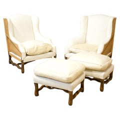 20th Century Os De Mouton Armchairs with Stools