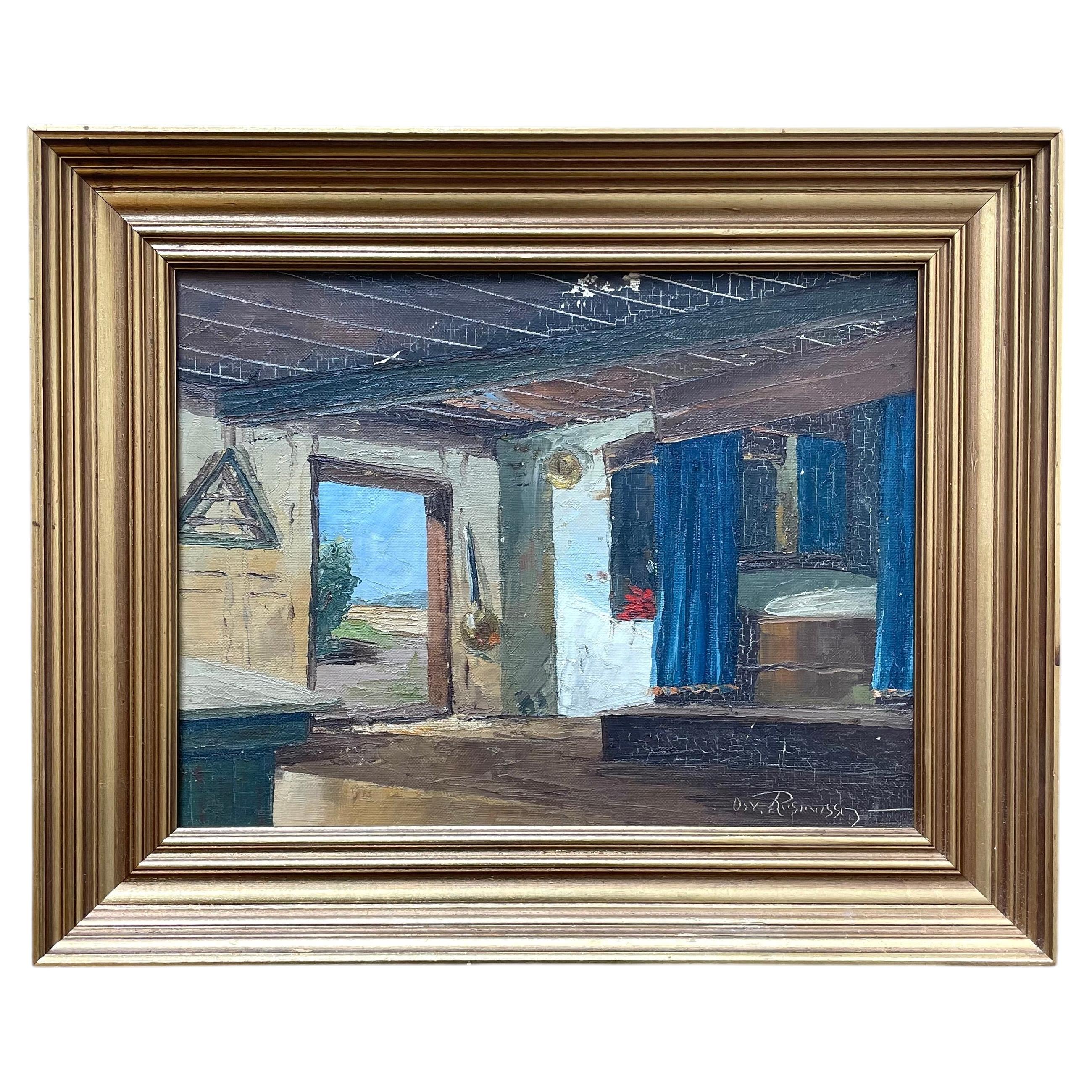 20. Jahrhundert Osv. Rasmussen Interieur-Gemälde aus Dänemark, 1940er Jahre