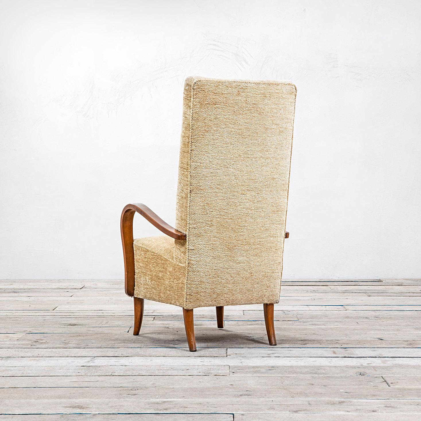 Mid-Century Modern 20th Century Osvaldo Borsani Attributed Pair of Armchairs in Wood and Fabric