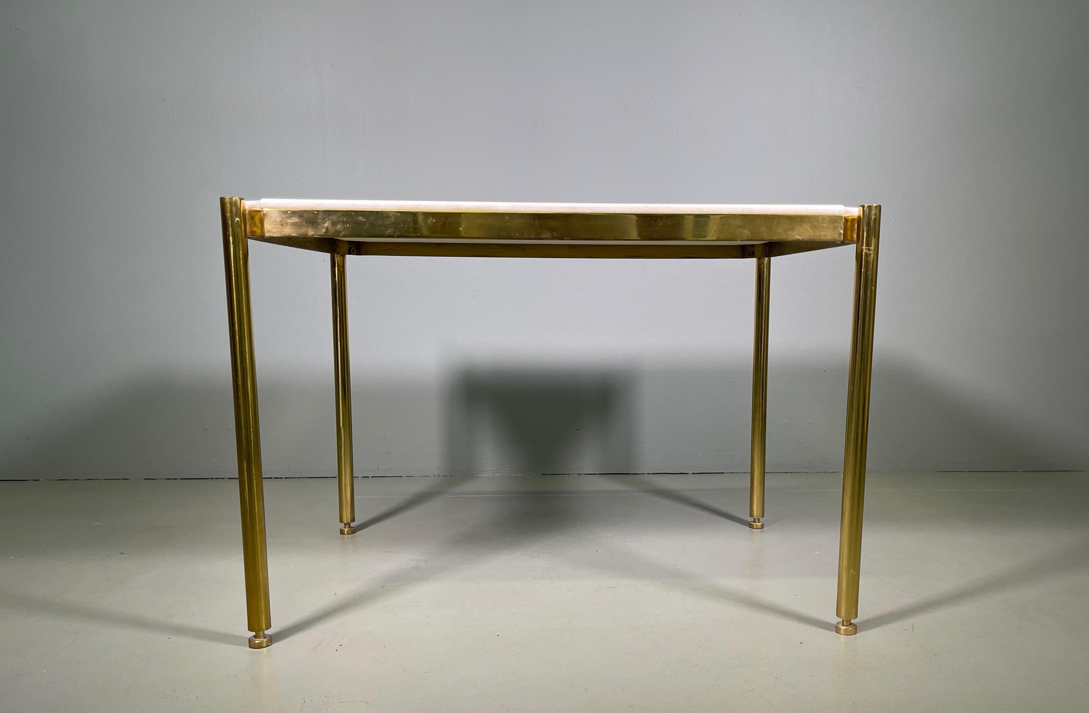 Mid-Century Modern 20th Century Osvaldo Borsani Low Table in Brass and Rare Sivec Marble for Tecno For Sale