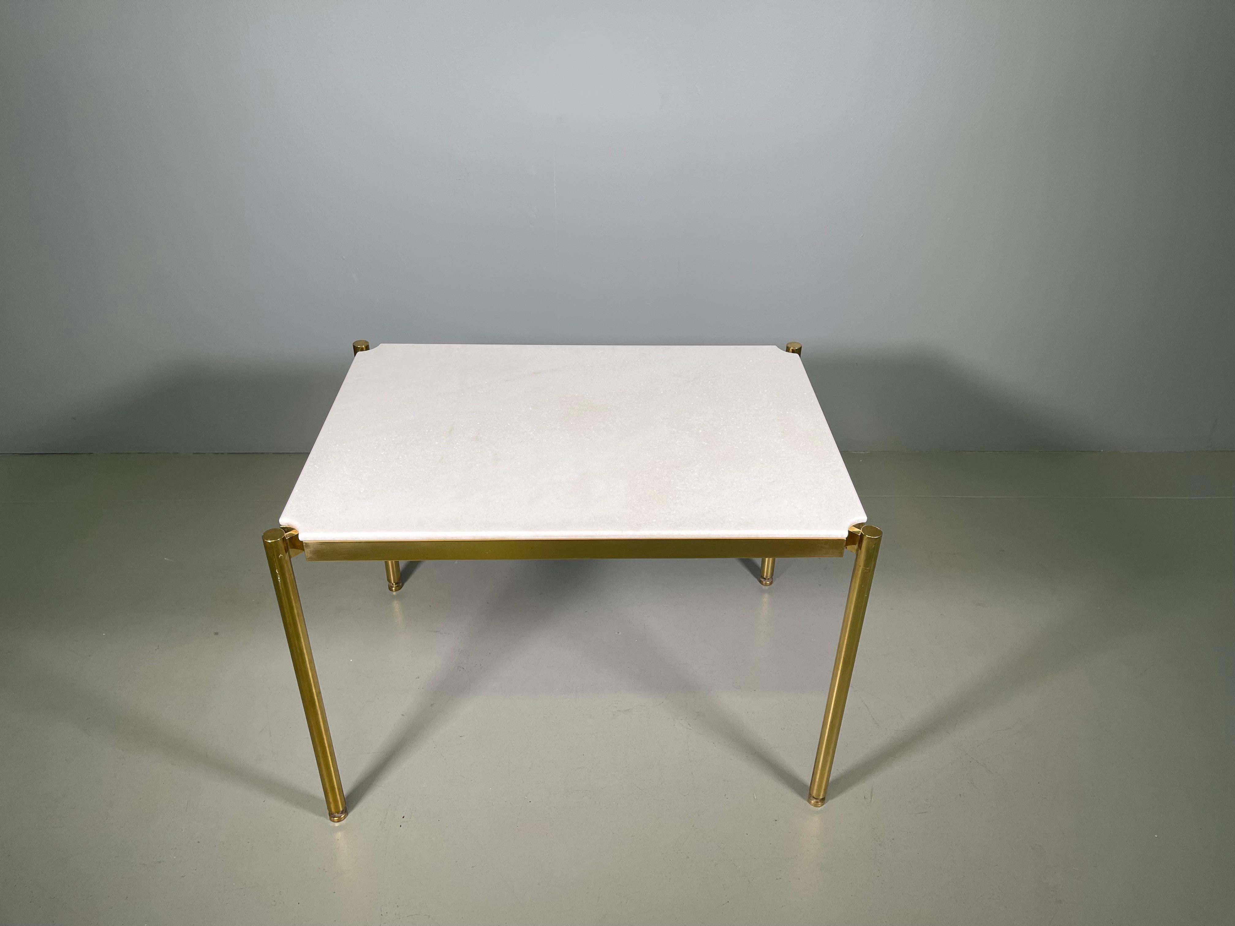 Italian 20th Century Osvaldo Borsani Low Table in Brass and Rare Sivec Marble for Tecno For Sale