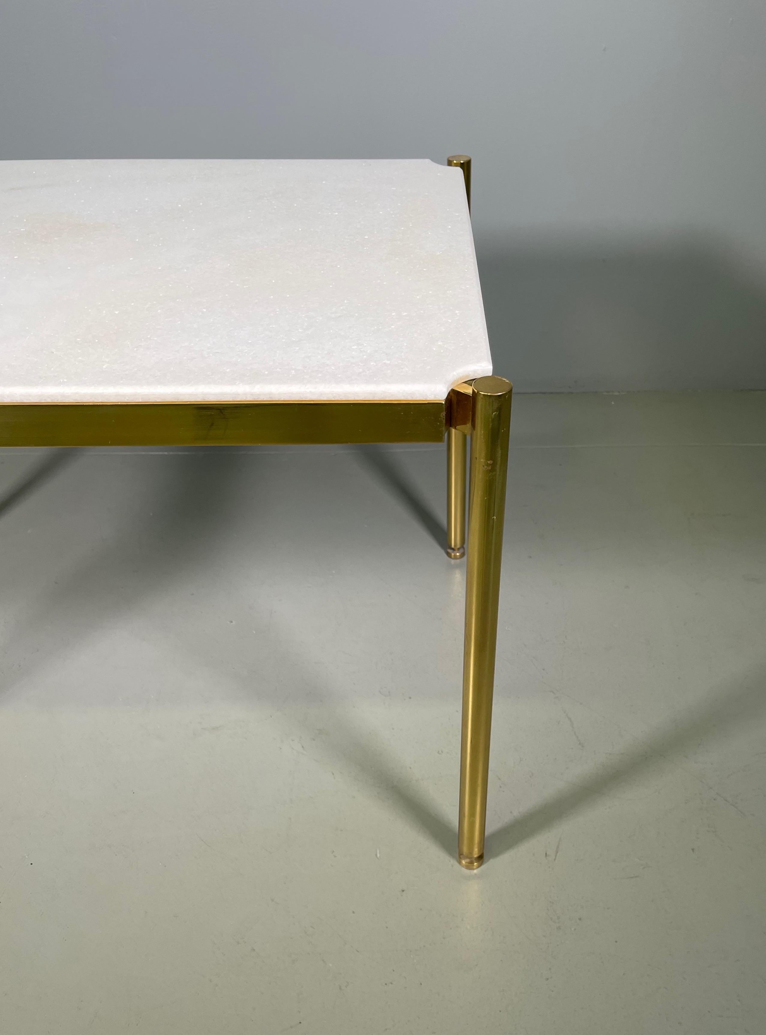 20th Century Osvaldo Borsani Low Table in Brass and Rare Sivec Marble for Tecno For Sale 3