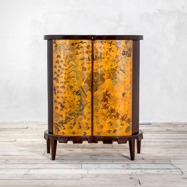 Mid-Century Modern 20th Century Osvaldo Borsani Luminous Bar Cabinet in Wood and painted Wood For Sale