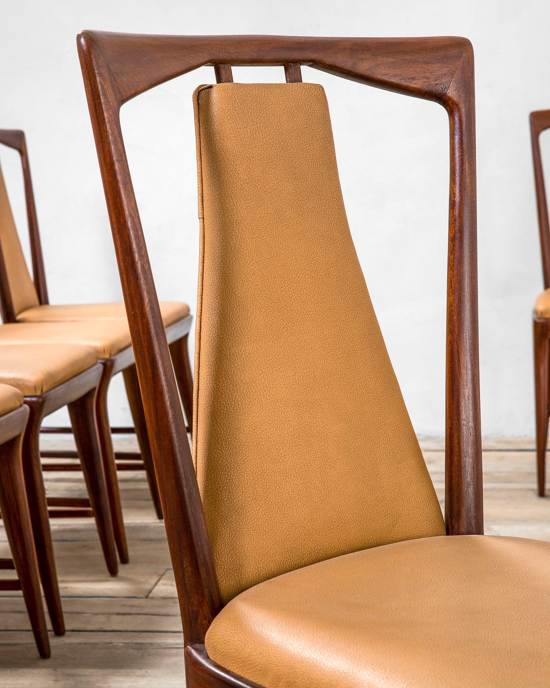 Mid-20th Century 20th Century Osvaldo Borsani Set of 10 Dining Chairs in Wood & Skai '50 for ABV