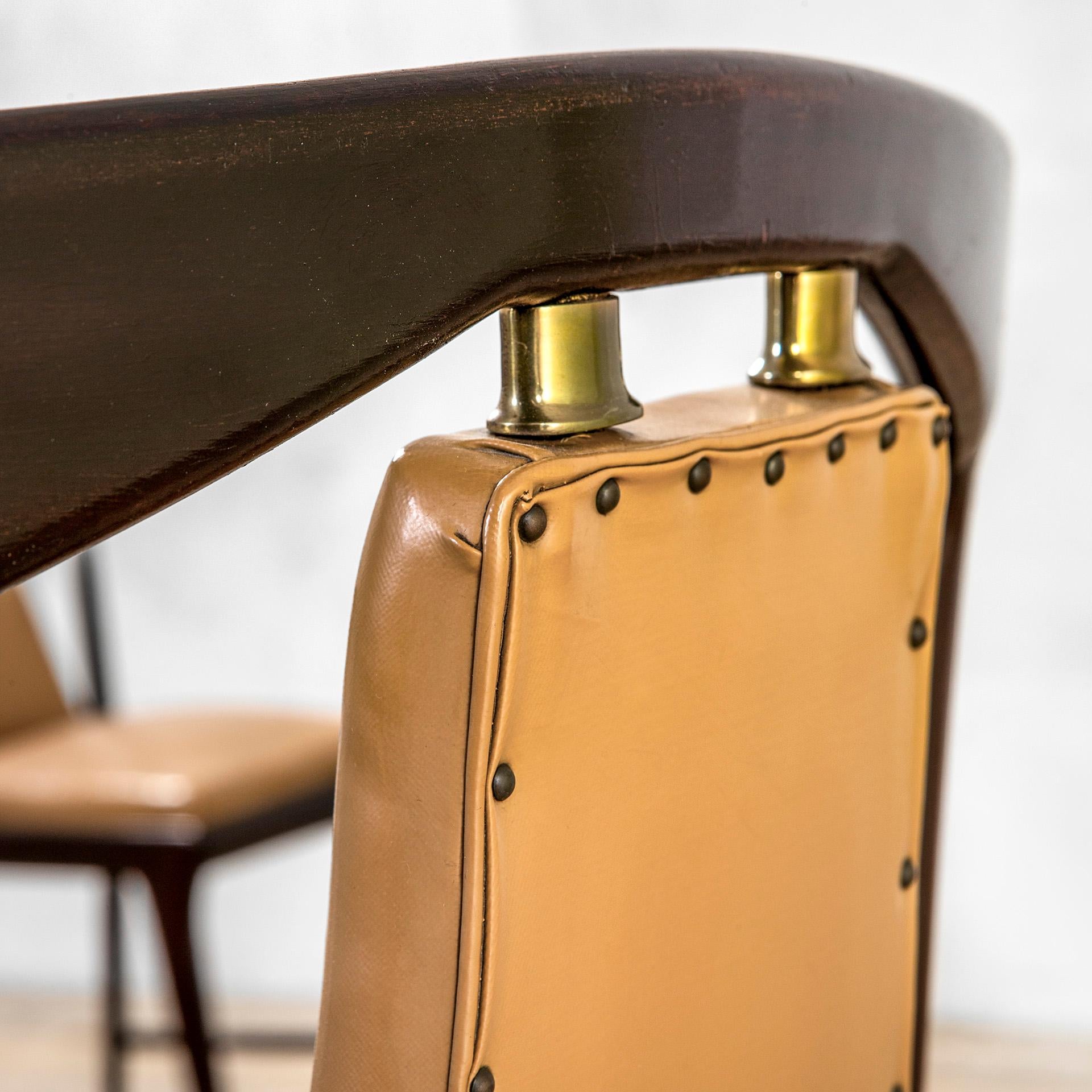 Mid-20th Century 20th Century Osvaldo Borsani Set of Six Dining Chairs for ABV 50s For Sale
