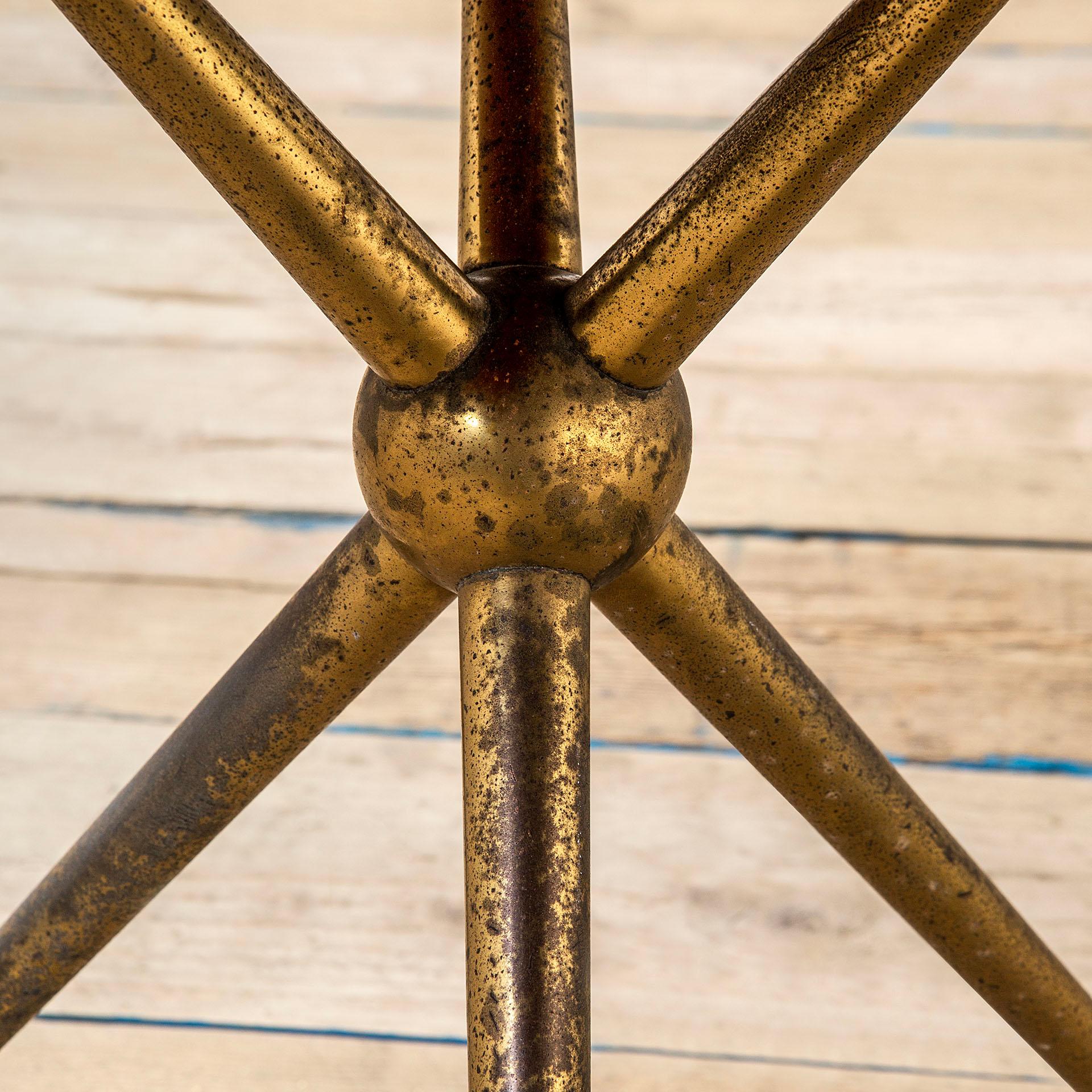Mid-20th Century 20th Century Osvaldo Borsani Tripod Side Table Brass, Wood and Glass for Abv 50s For Sale