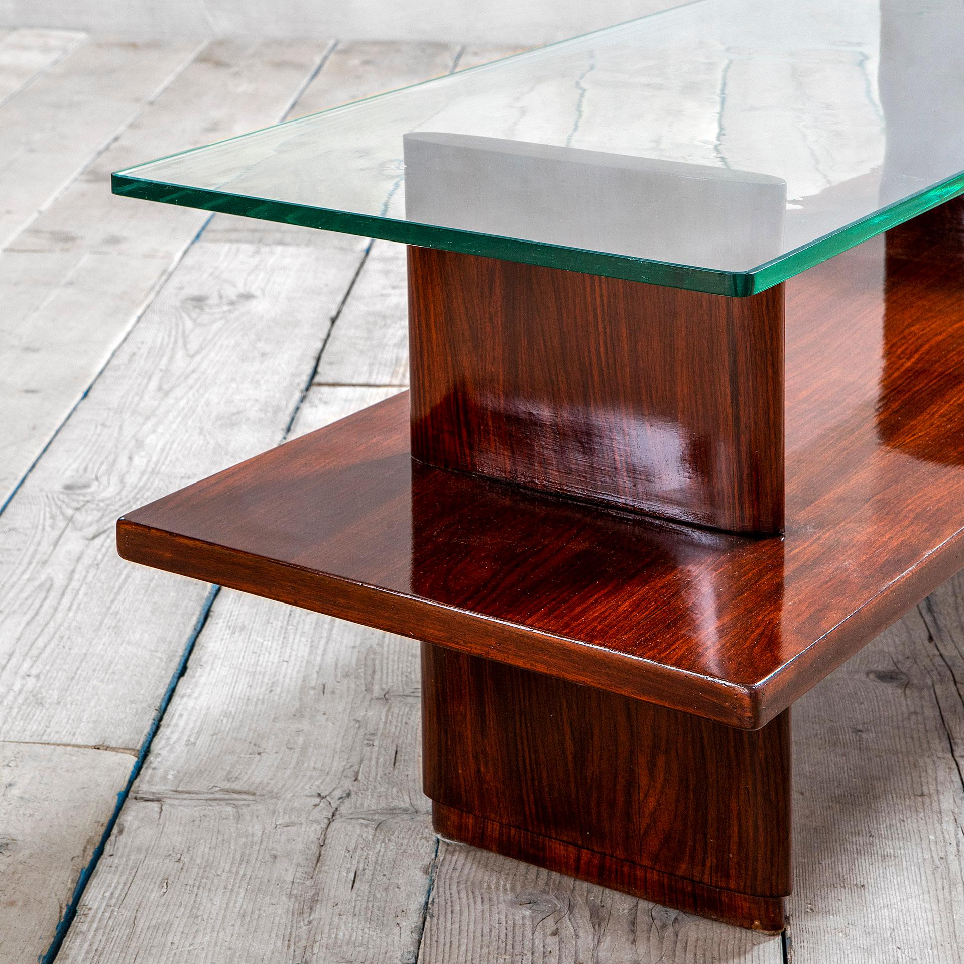 Mid-Century Modern Table basse en bois et verre Osvaldo Borsani du 20e siècle par Arredamenti Varedo en vente