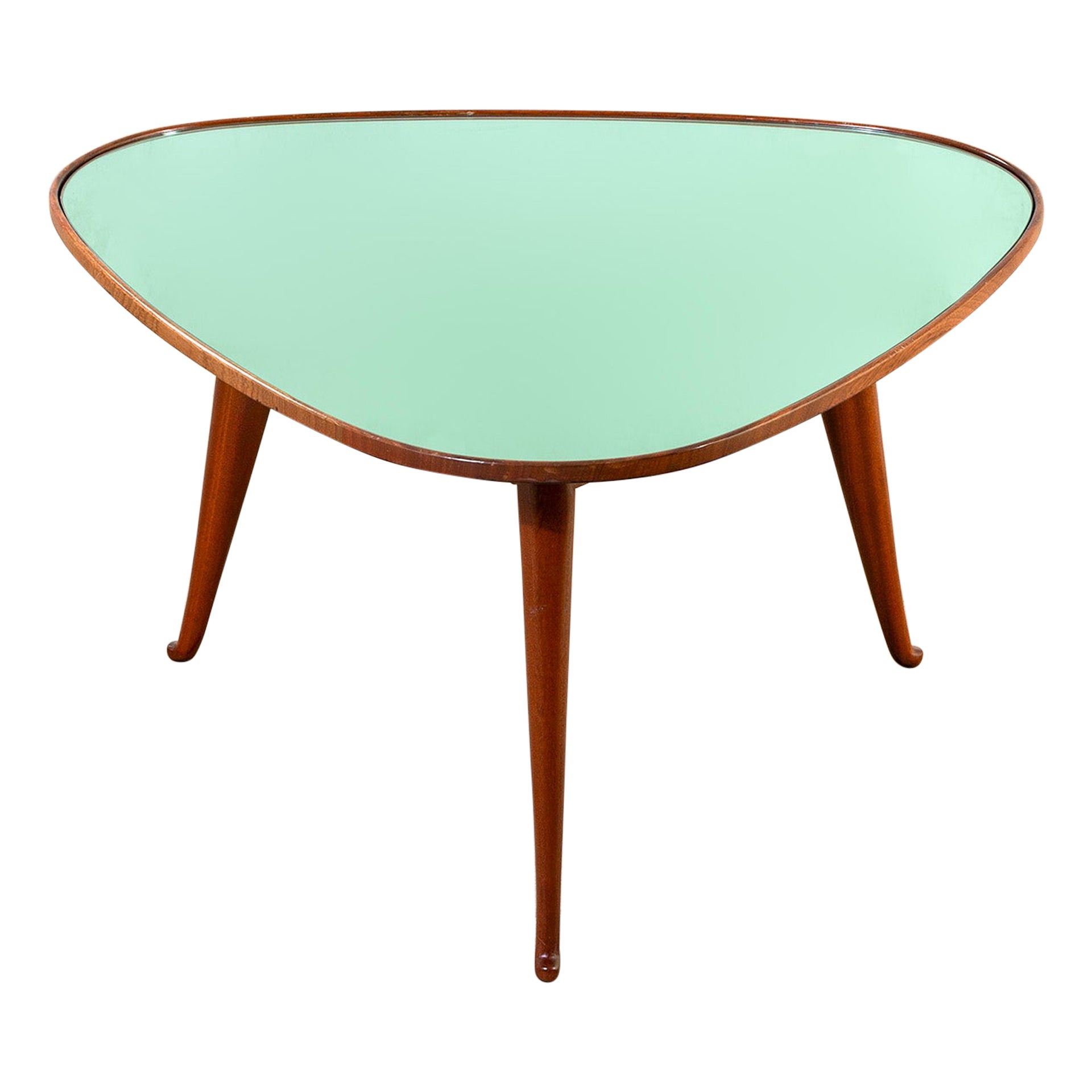 20e siècle, Osvaldo Borsani Table basse en bois et cristal en vente