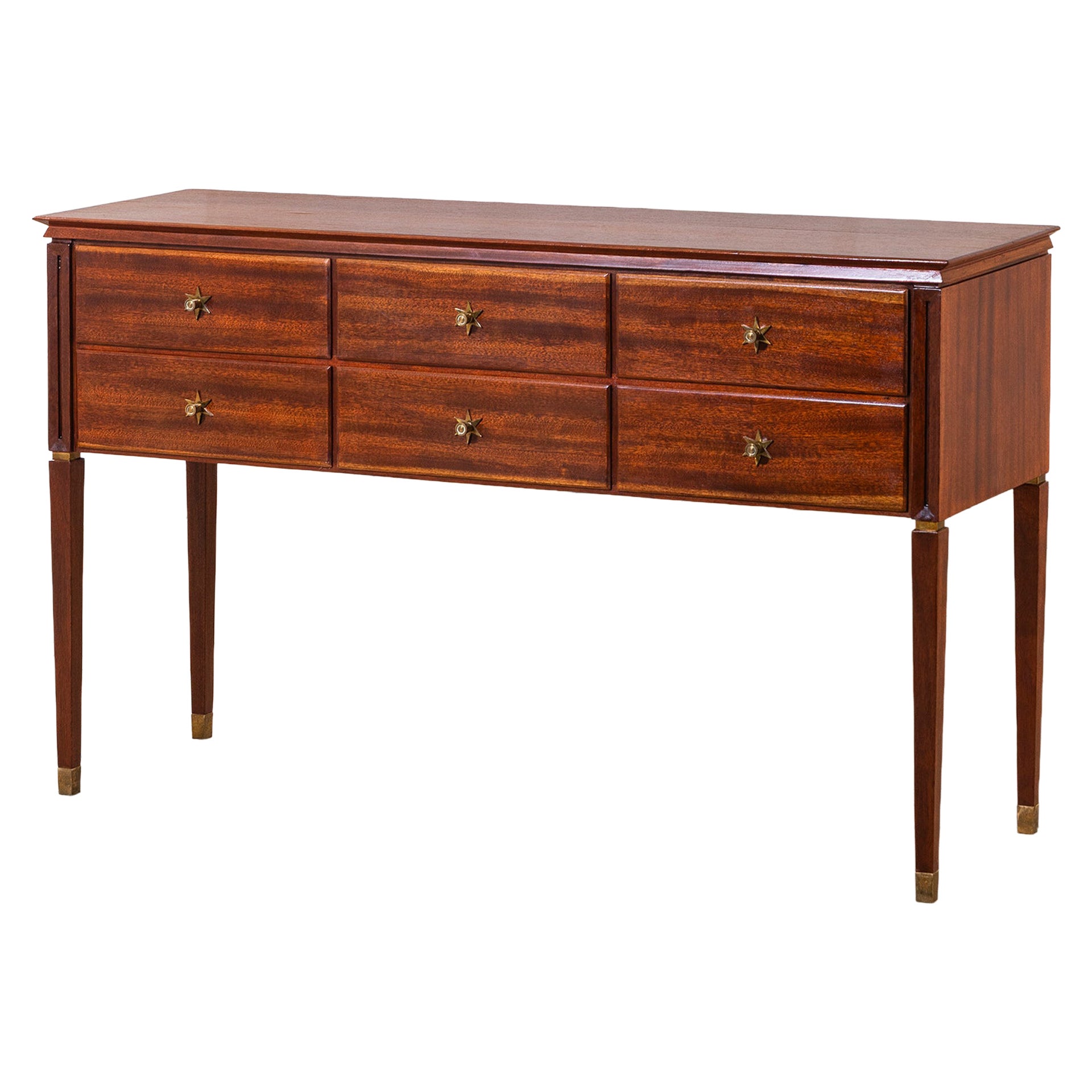 20th Century, Osvaldo Borsani Wooden Cabinet with Six Drawers