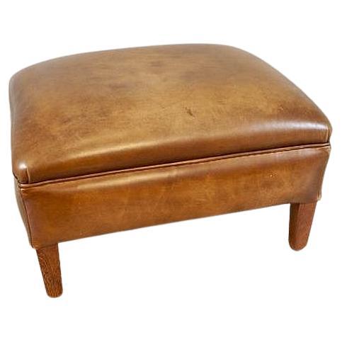20th-Century Ottoman Upholstered With Leather