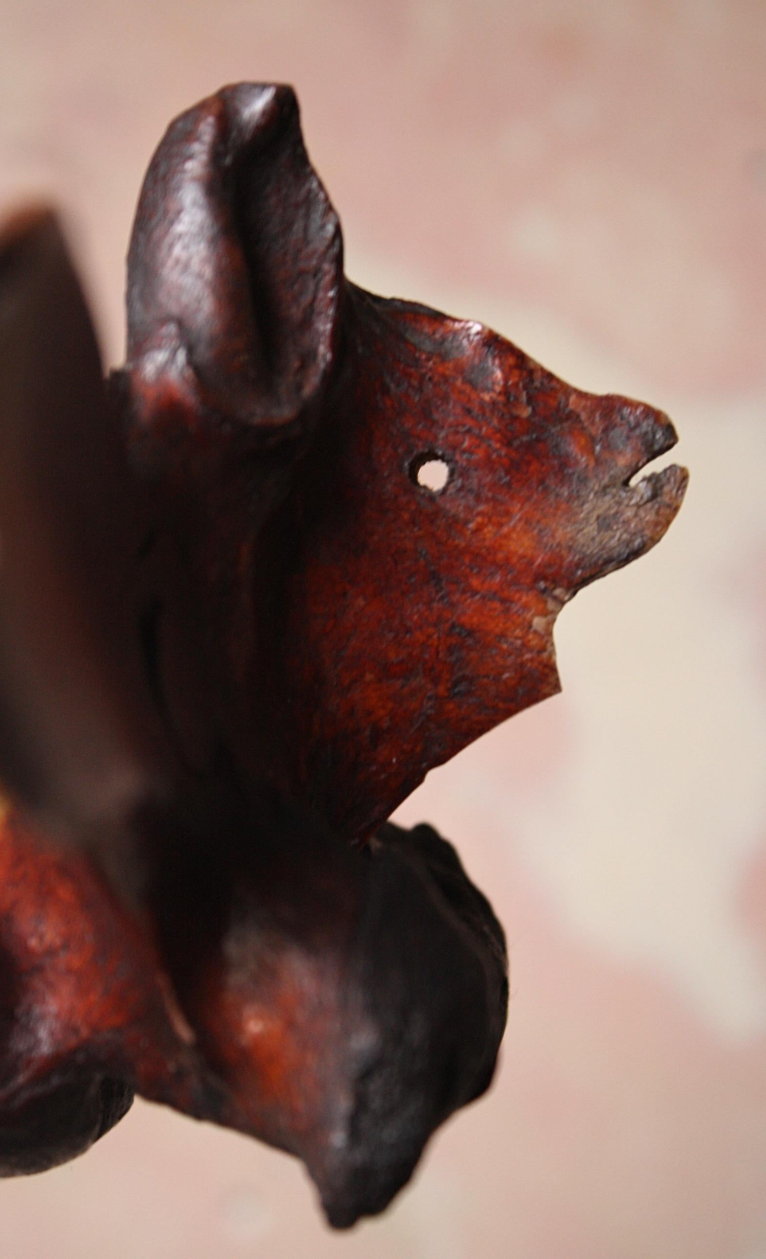 20th Century Outsider Folk Art Hand Carved Bone Vertebrae Bat 5