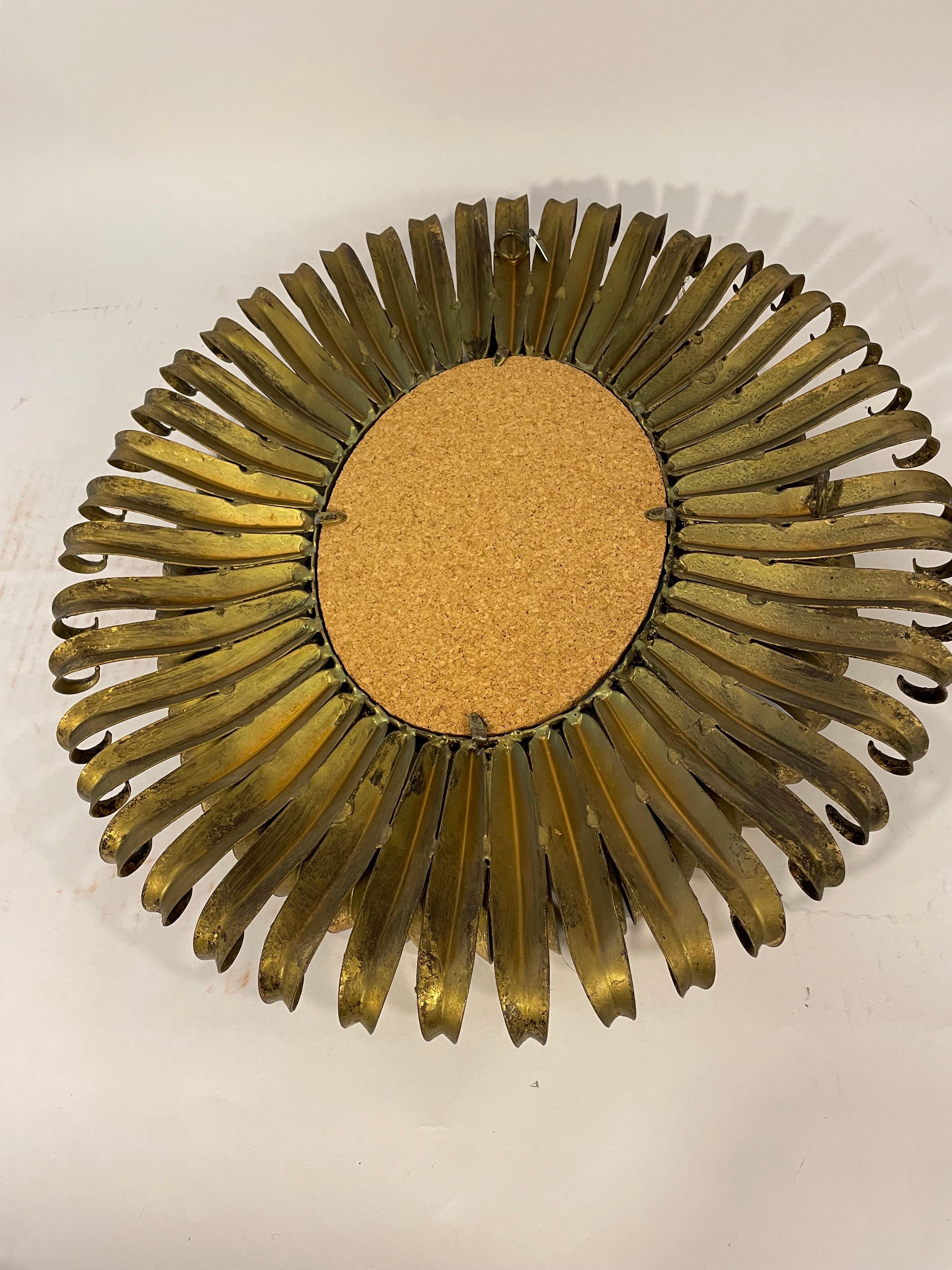 20th Century 20th century oval gilt eyelash mirror
