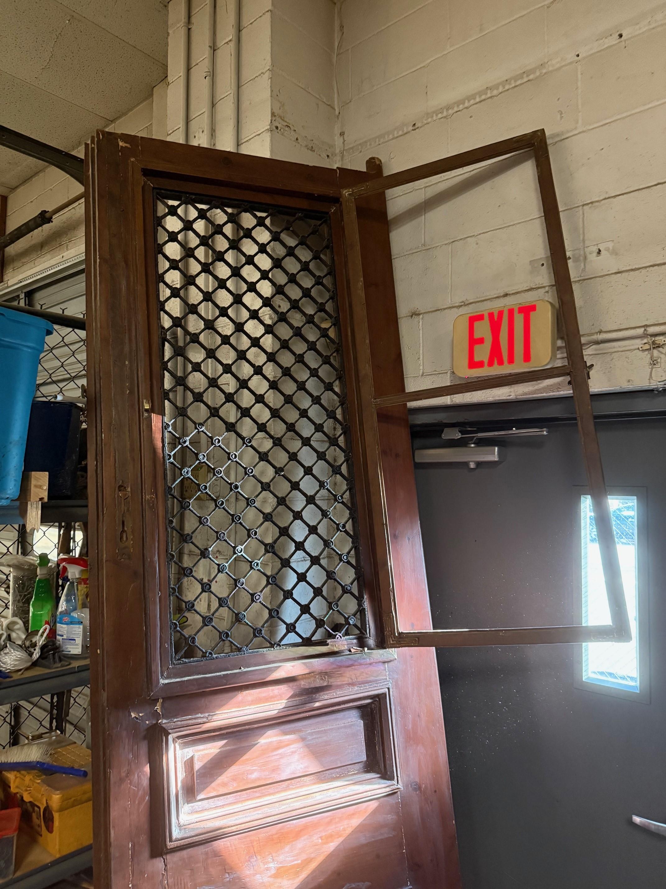 20th Century Oversize Pair of Egyptian Doors with Iron & Wood Panels For Sale 9