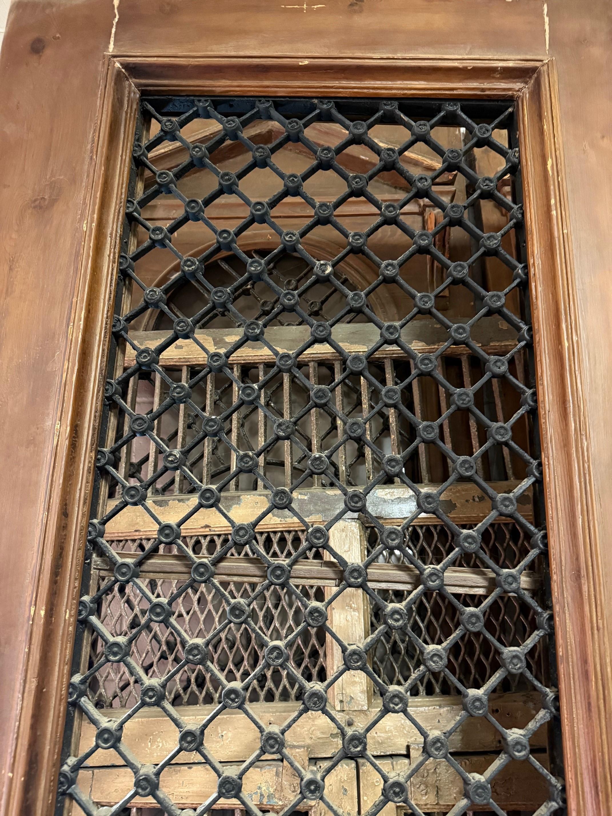 20th Century Oversize Pair of Egyptian Doors with Iron & Wood Panels For Sale 16