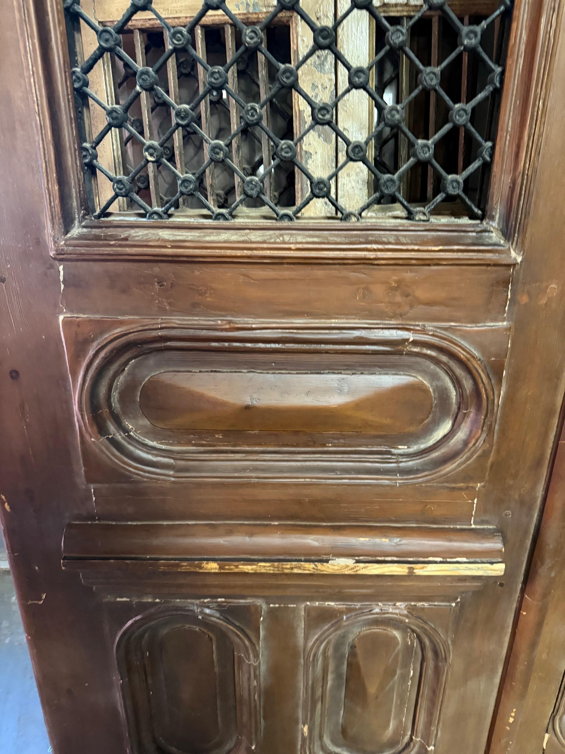 20th Century Oversize Pair of Egyptian Doors with Iron & Wood Panels For Sale 17